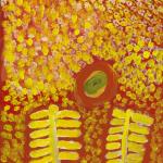 1112/08 ,'Jumu and Bush Flowers',60x45 cm, Acrylic on canvas