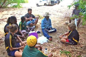 The Fitzroy School brought down the Gooniyandi kids to learn from Mervyn