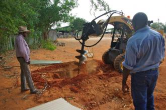 We started with shovels, then the 40+ degree heat took its toll so we cheated! - digging the fire pits 